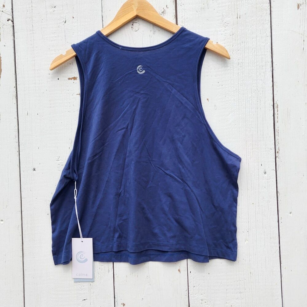 Johnny Was Calme Scoop Neck Tank Top Blue Size XL NEW - Picture 3 of 7